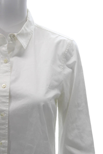 J Crew Women Collared Long Sleeve Button Up White Cotton Size S