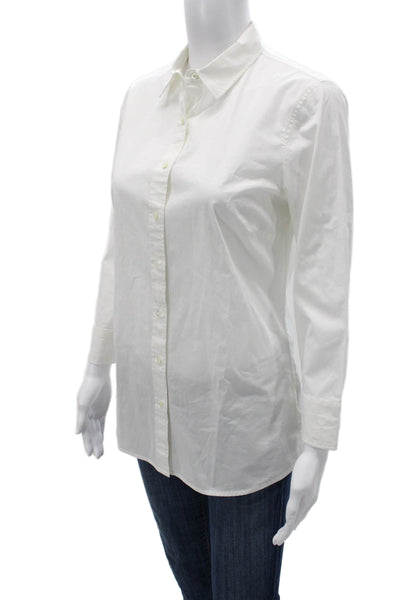 J Crew Women Collared Long Sleeve Button Up White Cotton Size S