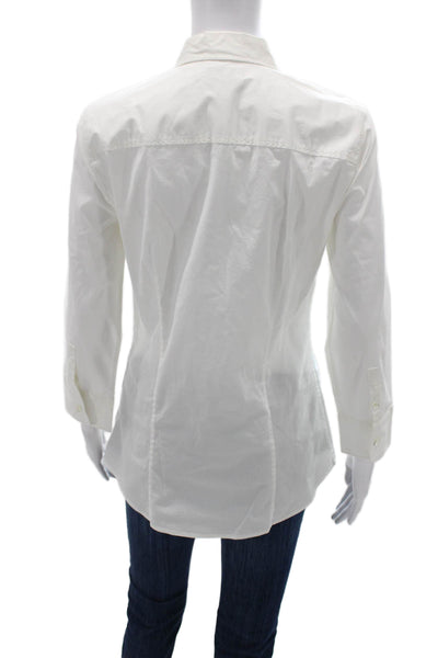 J Crew Women Collared Long Sleeve Button Up White Cotton Size S