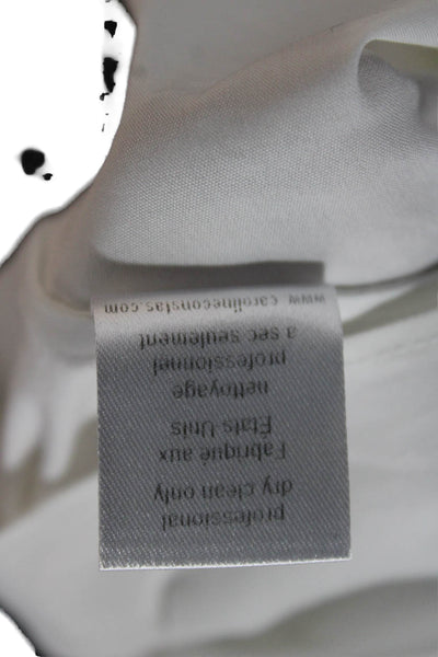 Caroline Constas Womens White Square Neck Peasant Blouse Short Sleeve Size S