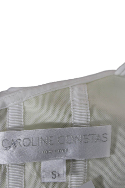 Caroline Constas Womens White Square Neck Peasant Blouse Short Sleeve Size S