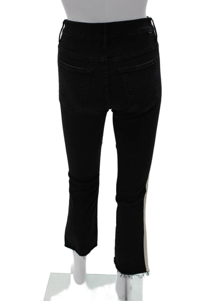 Mother Women High Waist Skinny Ankle Cropped Black Striped Jeans Size 26