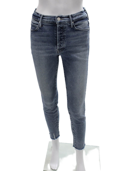 Mother Womens Ankle Skinny Cropped Jeans High Waist Blue Size 26