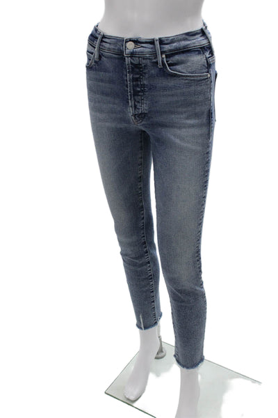 Mother Womens Ankle Skinny Cropped Jeans High Waist Blue Size 26