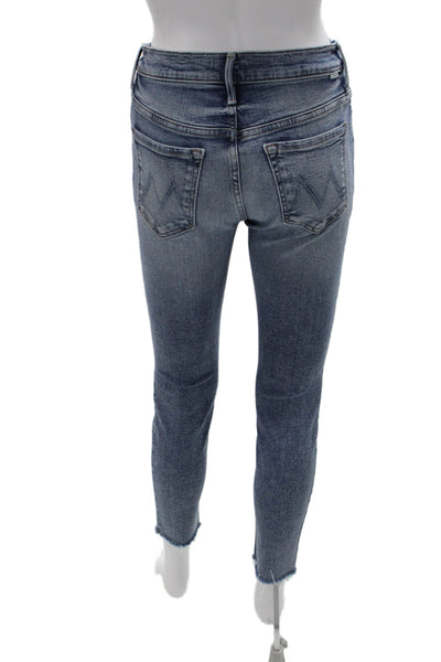 Mother Womens Ankle Skinny Cropped Jeans High Waist Blue Size 26