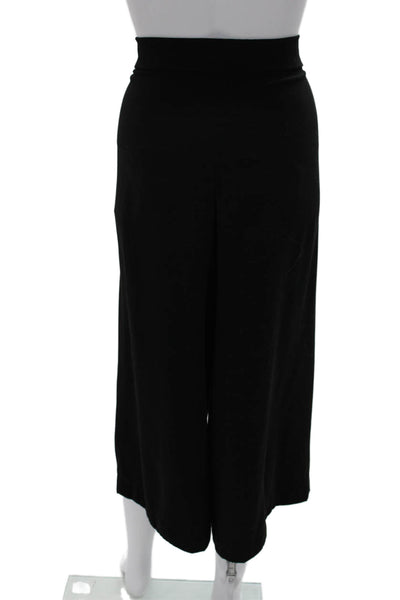Zara Women Cropped Paperbag Pants Black Drawstring Polyester Blend Size L