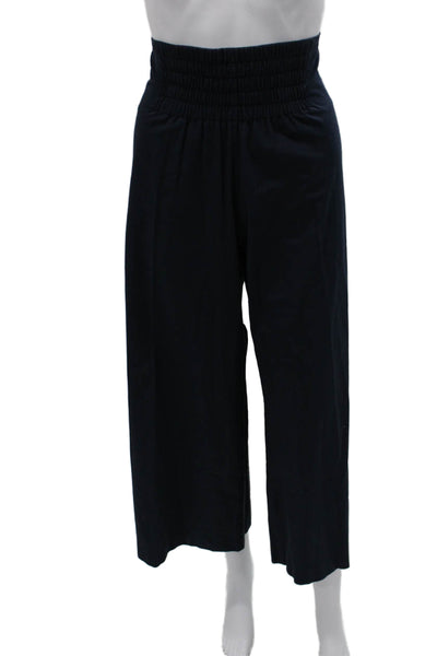 Zara Womens Dark Blue Cropped Paperbag Pants Polyester Size M
