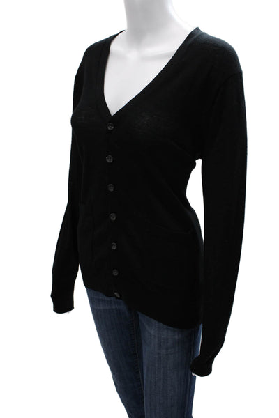 Neiman Marcus Unisex Black V-Neck Long Sleeve Cardigan Size M