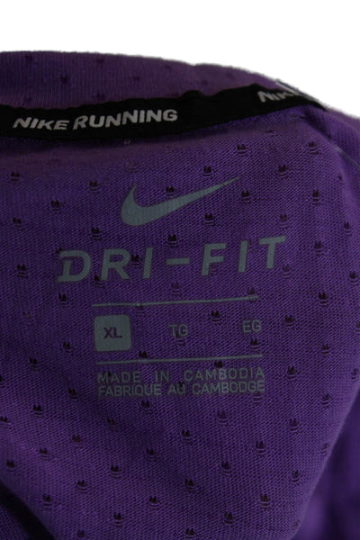 Nike Women Basic Jersey T-Shirt Purple Crew Neck Short Sleeve Cotton Size XL