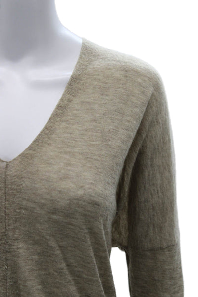 Vince Unisex Beige V Neck Cashmere Wool Pullover Sweater Long Sleeve Size M