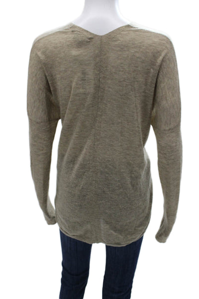 Vince Unisex Beige V Neck Cashmere Wool Pullover Sweater Long Sleeve Size M