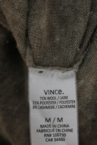 Vince Unisex Beige V Neck Cashmere Wool Pullover Sweater Long Sleeve Size M