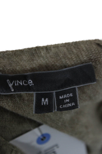 Vince Unisex Beige V Neck Cashmere Wool Pullover Sweater Long Sleeve Size M