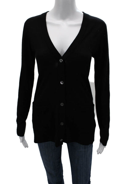 Michael Kors Unisex Cashmere V Neck Black Long Sleeve Cardigan Size S