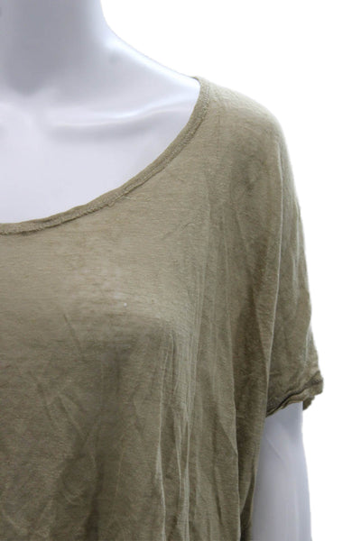 Vince Women Basic T-Shirt Beige Cotton Round Neck Short Sleeve Size S
