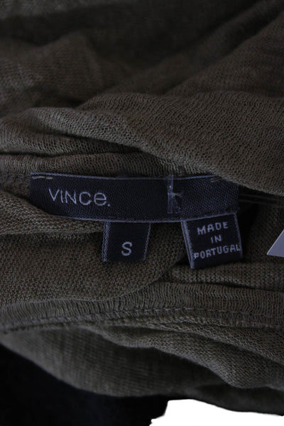 Vince Women Basic T-Shirt Beige Cotton Round Neck Short Sleeve Size S