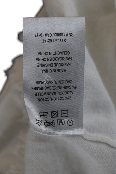 Minnie Rose Women White Cotton Cashmere Crew Neck Sleeveless Basic Tank Size XS