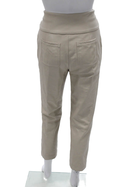 Jonathan Simkhai Womens Paperbag Cropped Ankle Pants Beige Tie Waist Size 0