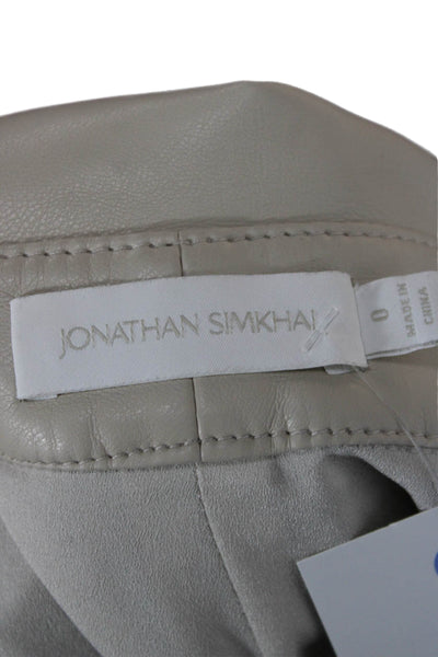 Jonathan Simkhai Womens Paperbag Cropped Ankle Pants Beige Tie Waist Size 0
