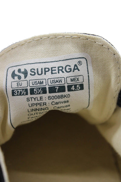 Superga Women's Lace Up Round Toe Rubber Sole Sneakers Black Size 5.5