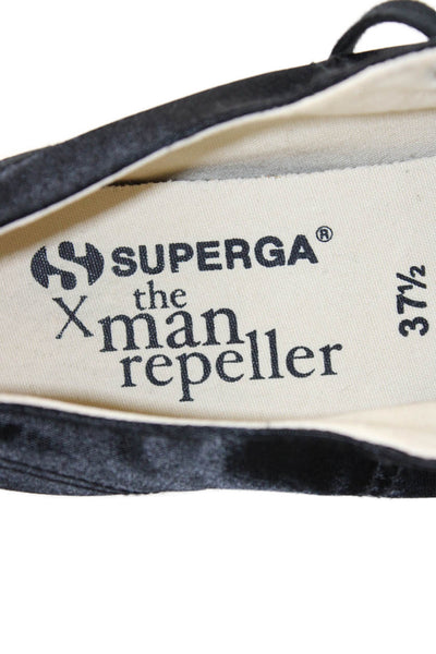 Superga Women's Lace Up Round Toe Rubber Sole Sneakers Black Size 5.5