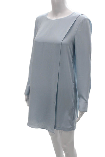 BCBGMAXAZRIA Womens Light Blue Shift Dress Long Sleeve Round Neck Size 2XS