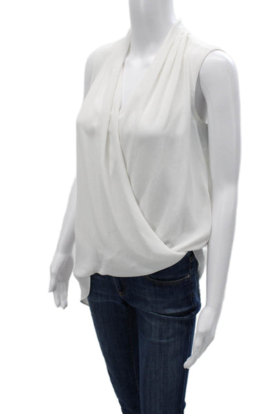 BCBGMAXAZRIA Womens Sleeveless V-Neck White Polyester Blend Blouse Size 2XS