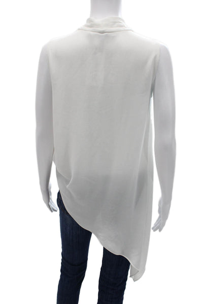 BCBGMAXAZRIA Womens Sleeveless V-Neck White Polyester Blend Blouse Size 2XS