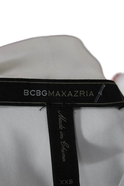 BCBGMAXAZRIA Womens Sleeveless V-Neck White Polyester Blend Blouse Size 2XS
