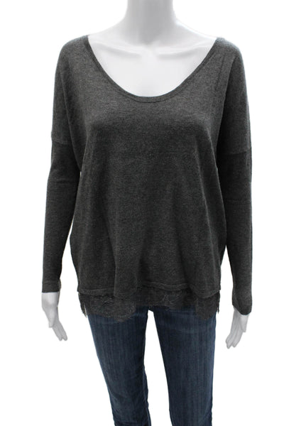 Joie Unisex Pullover Dark Gray Round Neck Long Sleeve Wool Cashmere Size XS