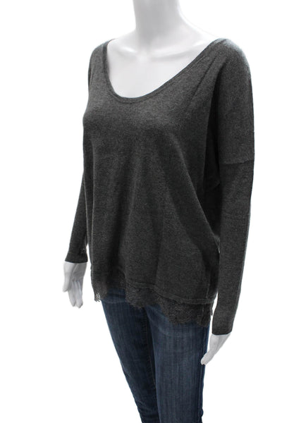 Joie Unisex Pullover Dark Gray Round Neck Long Sleeve Wool Cashmere Size XS