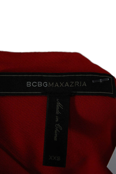 BCBGMAXAZRIA Women Camisole Red V-Neck Polyester Blend Sleeveless Size 2XS