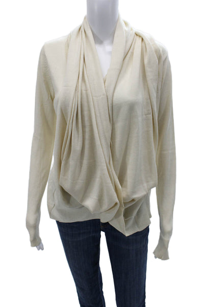 BCBGMAXAZRIA Unisex Cardigan Sweater Beige Polyester Blend Long Sleeve Size M