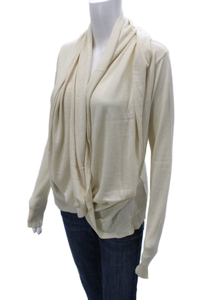 BCBGMAXAZRIA Unisex Cardigan Sweater Beige Polyester Blend Long Sleeve Size M