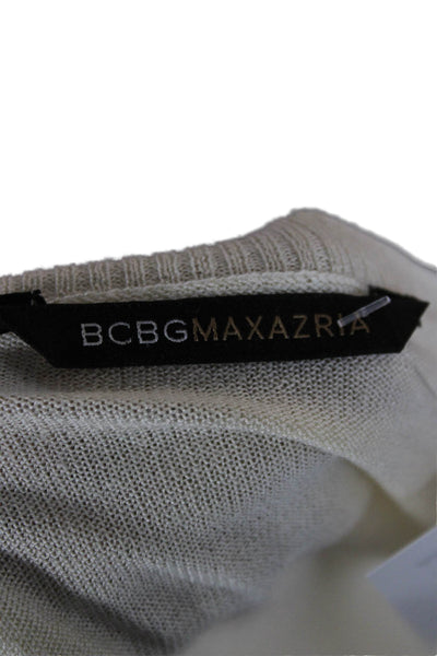 BCBGMAXAZRIA Unisex Cardigan Sweater Beige Polyester Blend Long Sleeve Size M