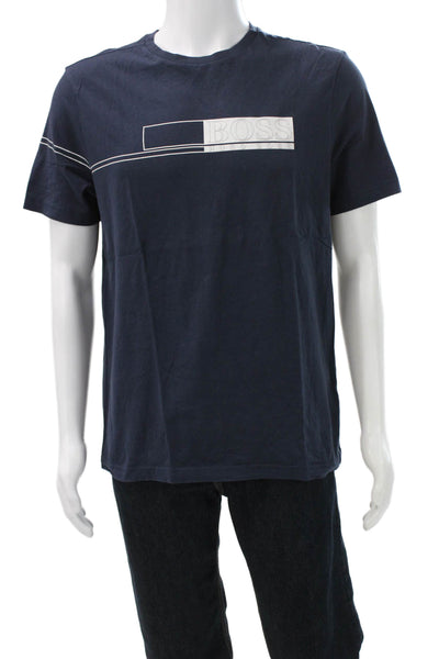 Boss Hugo Boss Mens Dark Blue Cotton Graphic Crewneck T-Shirt Size L