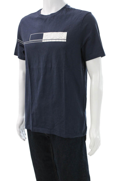 Boss Hugo Boss Mens Dark Blue Cotton Graphic Crewneck T-Shirt Size L