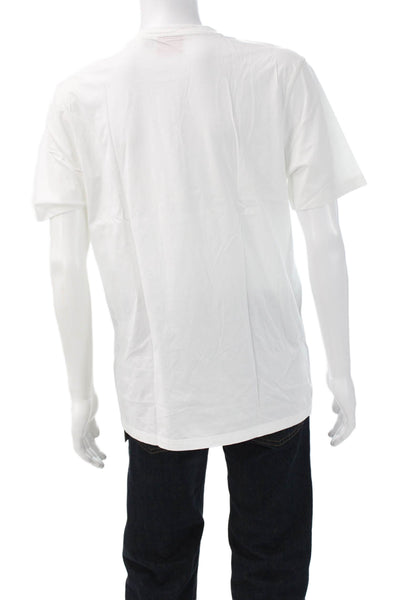 Hugo Hugo Boss Mens Cotton Graphic Motorcycle Crew Neck White T-Shirt Size XL