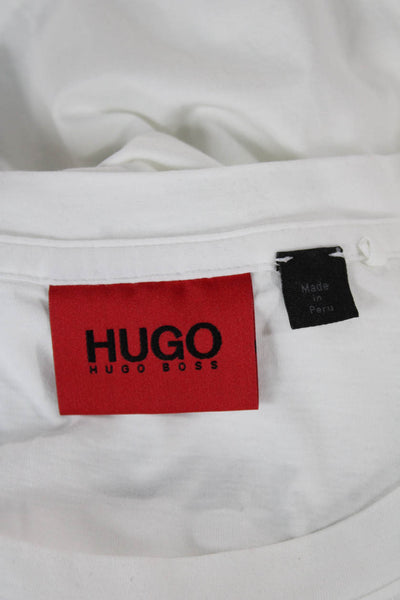 Hugo Hugo Boss Mens Cotton Graphic Motorcycle Crew Neck White T-Shirt Size XL