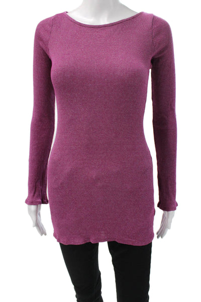 Michael Stars Womens Purple Long Sleeve Tunic Top Round Neck 90s Size One Size