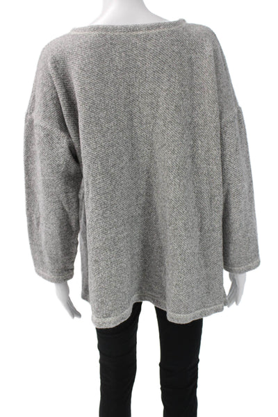 Eileen Fisher Unisex Pullover Sweater Gray Organic Cotton Size L