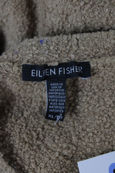 Eileen Fisher Unisex Beige Pullover Long Sleeve Round Neck Size XL