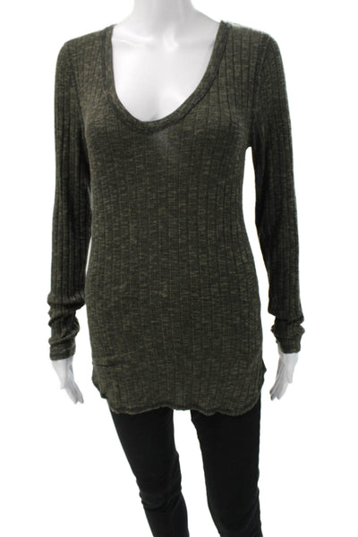 Michael Stars Womens Tunic V Neck Long Sleeve Green Size One Size