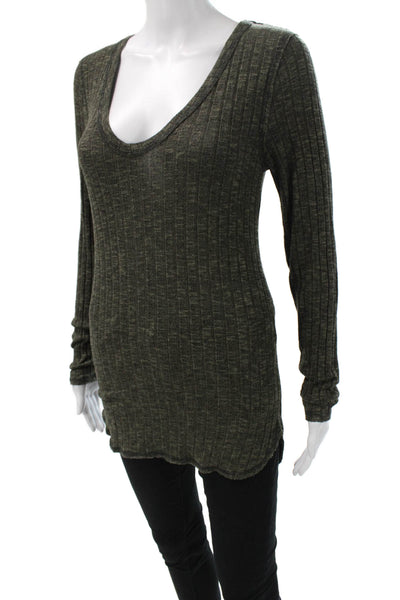 Michael Stars Womens Tunic V Neck Long Sleeve Green Size One Size