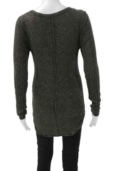 Michael Stars Womens Tunic V Neck Long Sleeve Green Size One Size