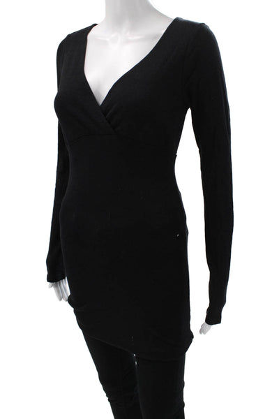 Michael Stars Women Basic Tunic V-Neck Long Sleeve Black Size One Size