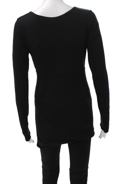 Michael Stars Women Basic Tunic V-Neck Long Sleeve Black Size One Size