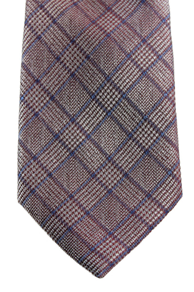 Michael Kors Mens Iridescent Plaid Print Tie Red