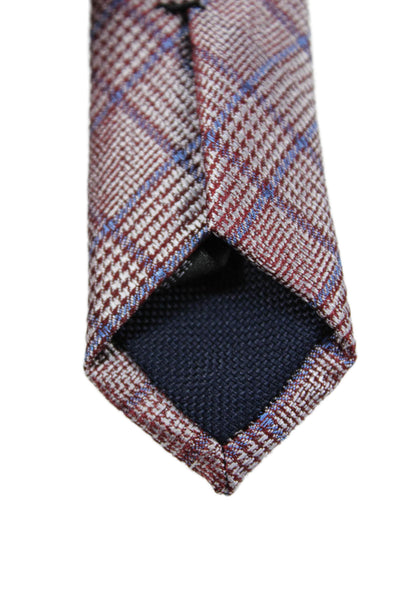 Michael Kors Mens Iridescent Plaid Print Tie Red