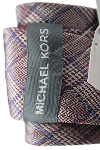 Michael Kors Mens Iridescent Plaid Print Tie Red